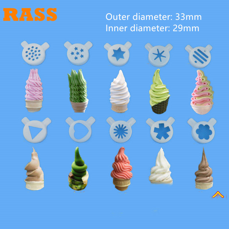Soft Serve Ice Cream Machine - 10 Types Ice Cream Shape Nozzle