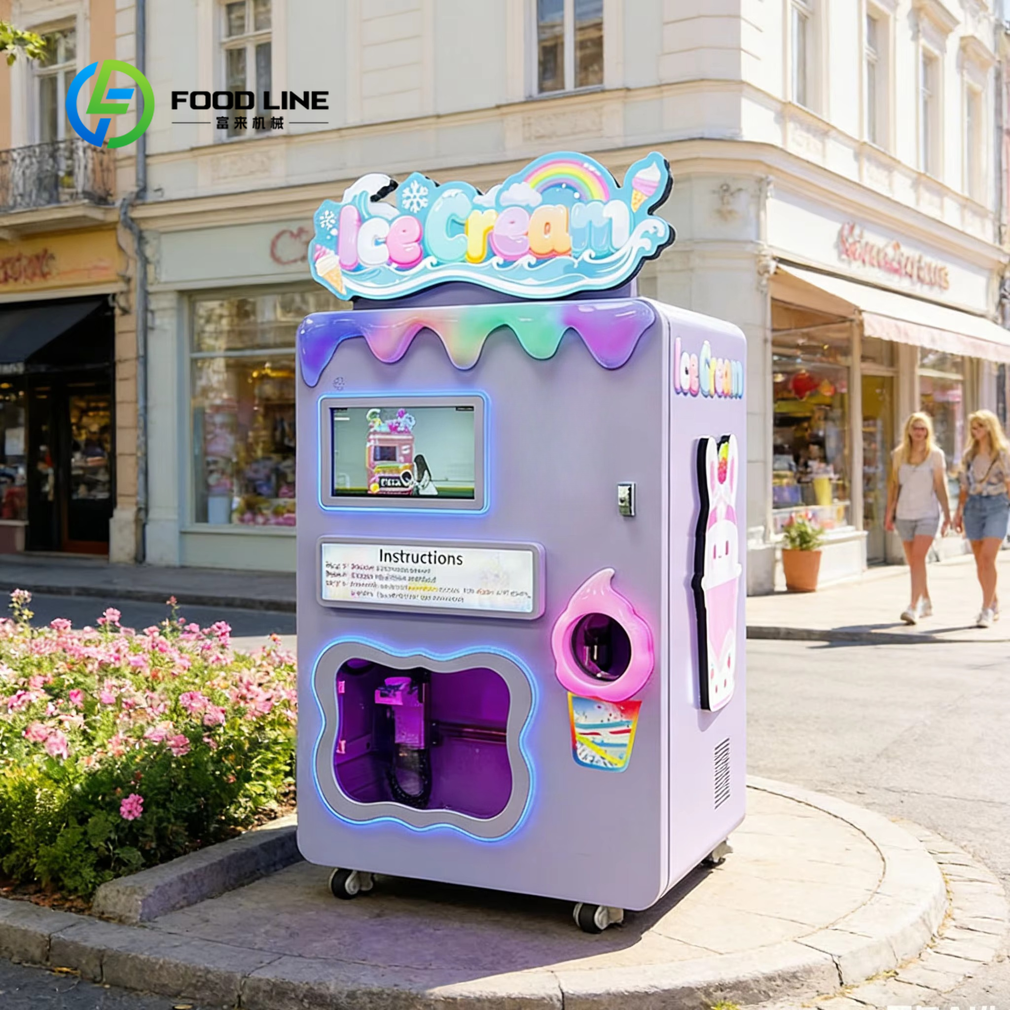 Soft Serve Ice Cream Machine - Commercial Ice Cream Vending Maker Automatic