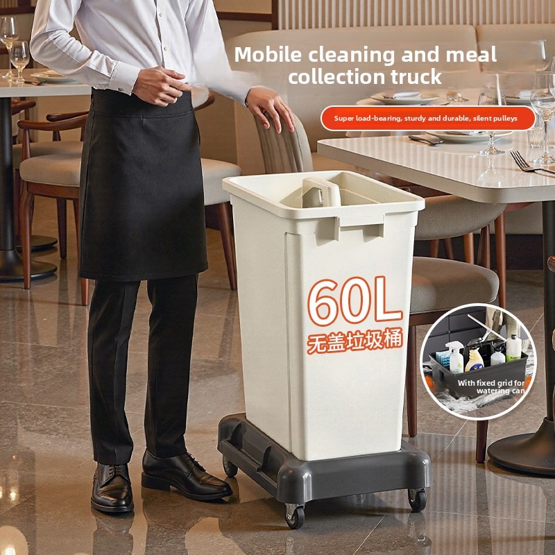 Commercial Kitchen Bin - Restaurant Service Cart with Wheels Garbage