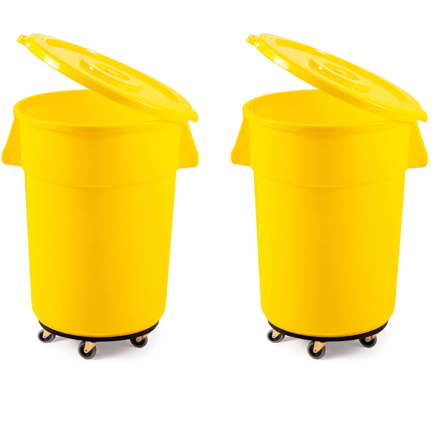 Commercial Kitchen Garbage Can - 2 Pack 44 Gallon Yellow Round