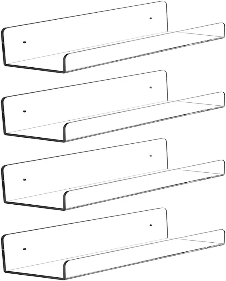 Commercial Kitchen Rack - Clear Acrylic Floating Shelves Display Ledge,