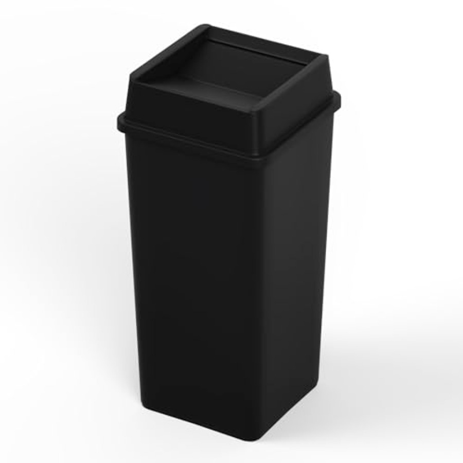 Commercial Kitchen Garbage Can - 50 Gallon Black Square Commercial Trash