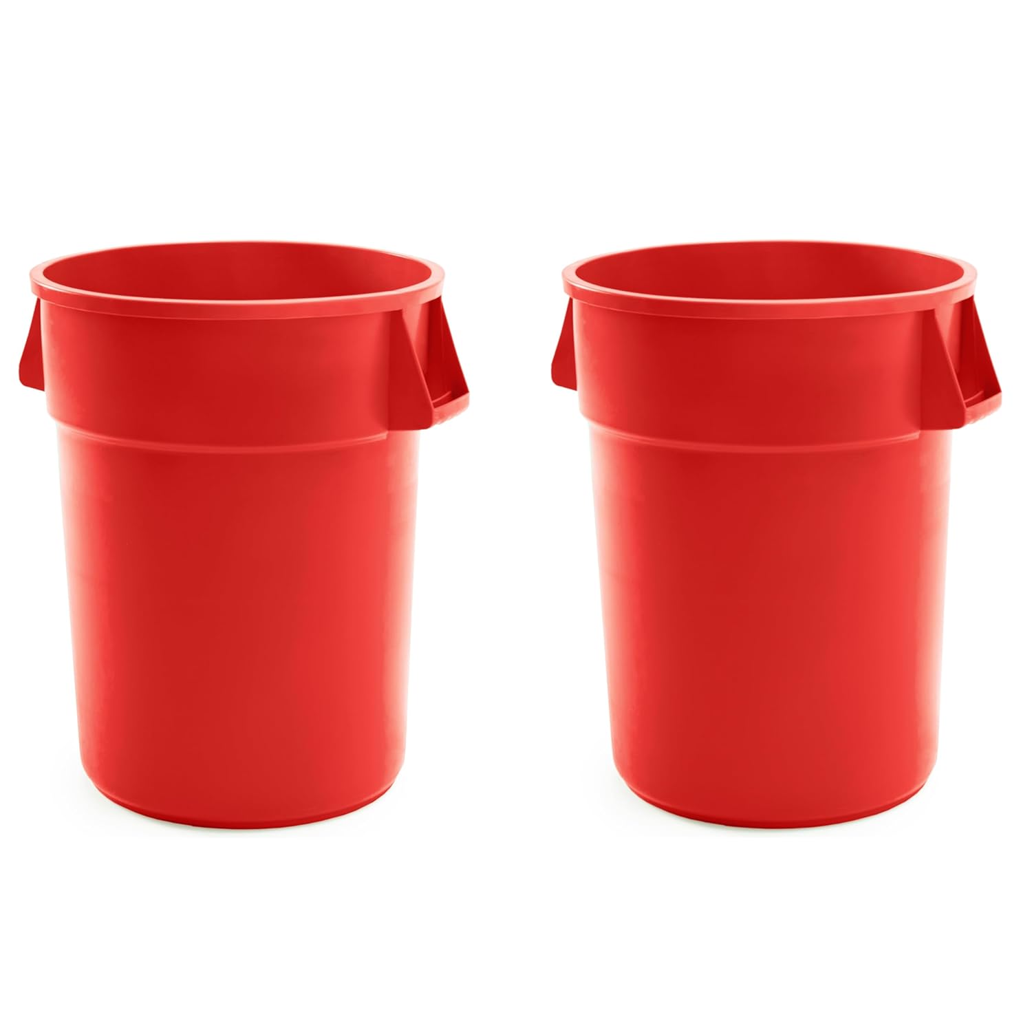 Commercial Kitchen Bin - 2 Pack 55 Gallon Red Round