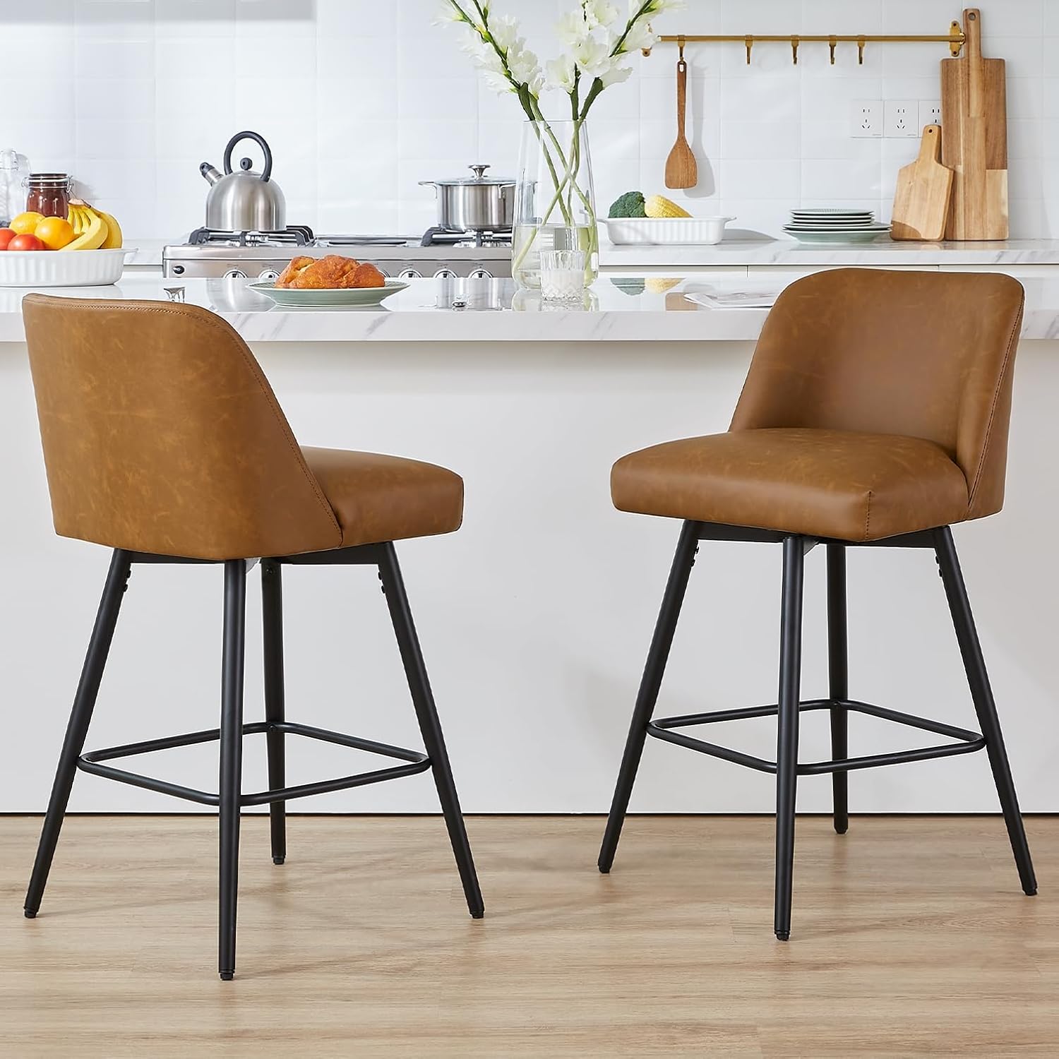 Commercial Kitchen Set - 360°Swivel Counter Height Bar Stools Set
