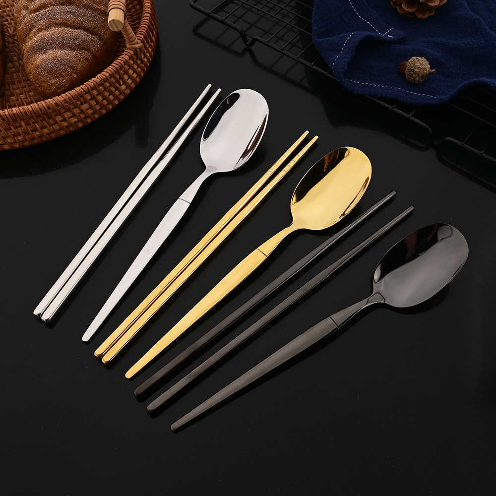 8Pcs Korean White Golden Dinne - Commercial Kitchen Set ulasan dan harga