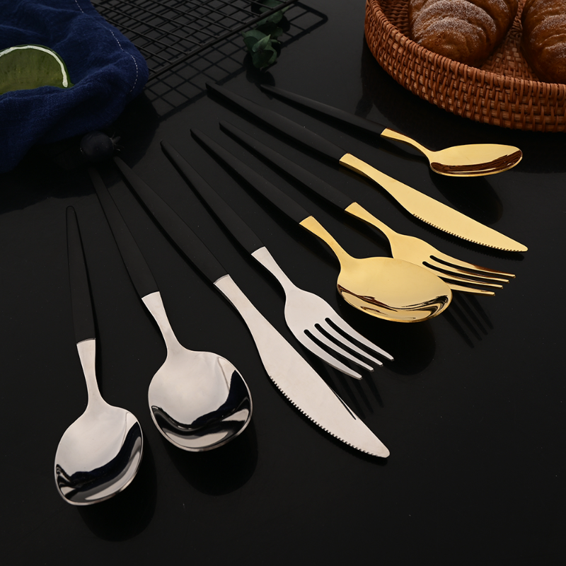 8Pcs Korean White Golden Dinne - Commercial Kitchen Set ulasan dan harga