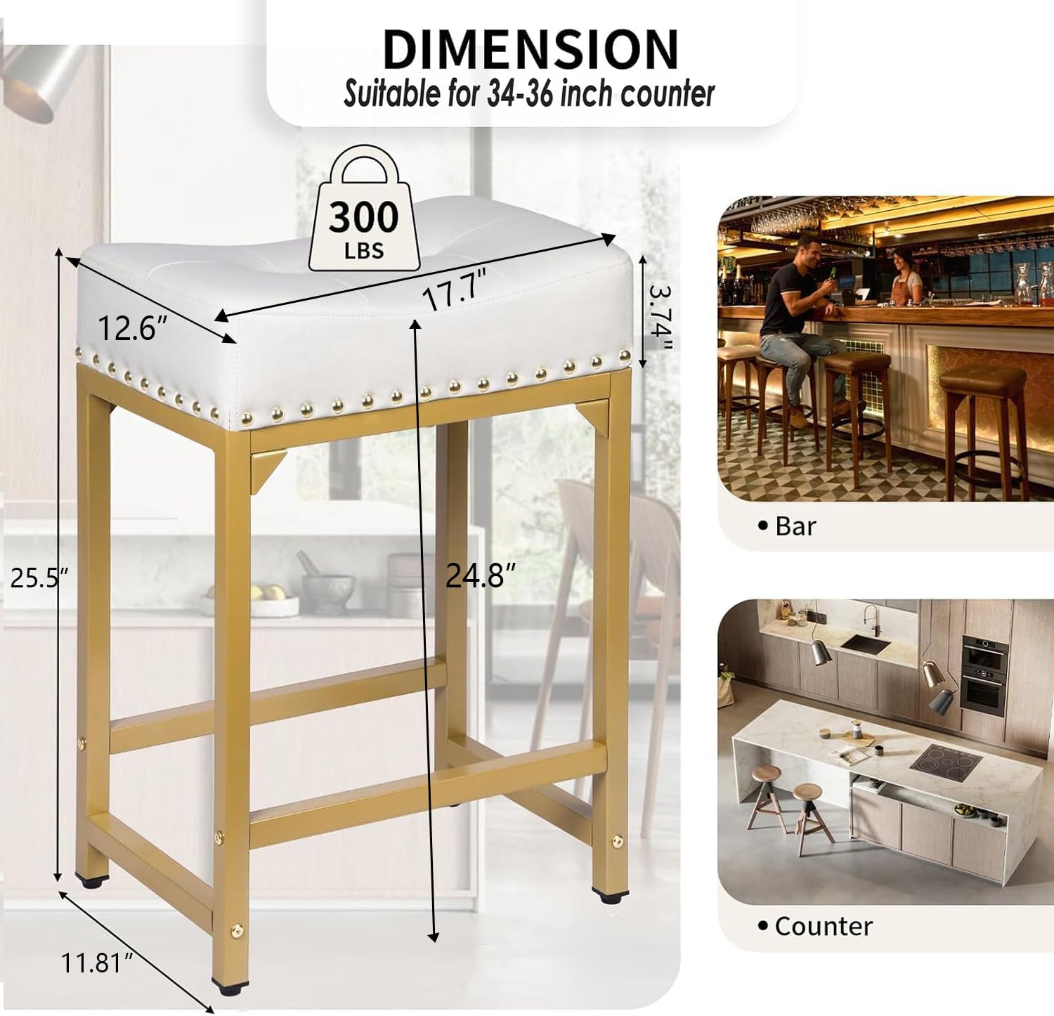 Bar Stools Set of 2, Counter H - Commercial Kitchen Island ulasan dan harga
