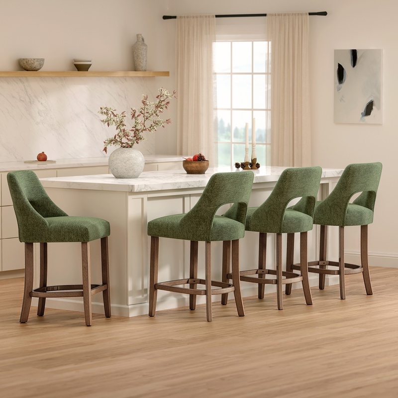 Green Upholstered Counter Stoo - Commercial Kitchen Island ulasan dan harga