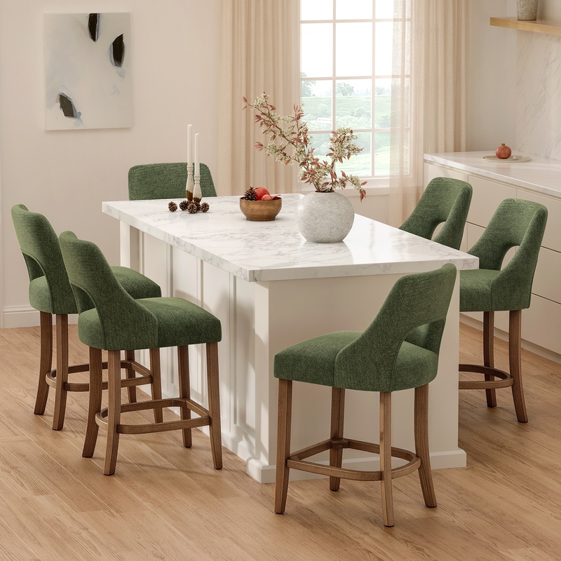Green Upholstered Counter Stoo - Commercial Kitchen Island ulasan dan harga