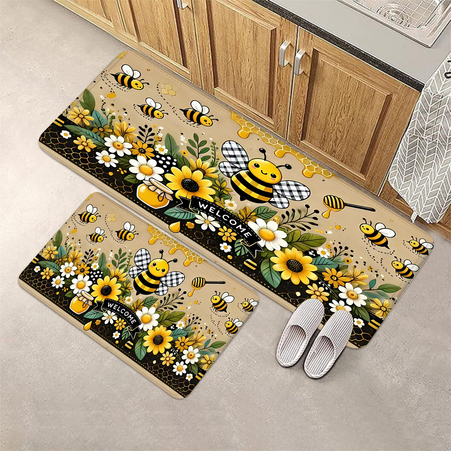 Bee Flower Kitchen Long Carpet - Commercial Kitchen Mats ulasan dan harga