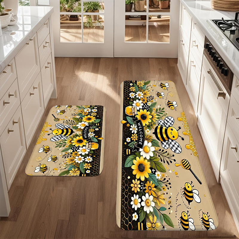 Bee Flower Kitchen Long Carpet - Commercial Kitchen Mats ulasan dan harga
