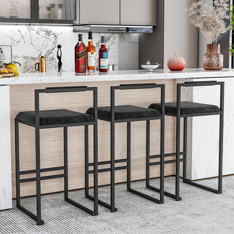 Nordic Velvet Black Bar Chairs - Commercial Kitchen Counter ulasan dan harga