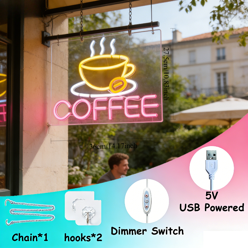 Coffee Cup Neon Light Sign for - Commercial Kitchen Windows ulasan dan harga