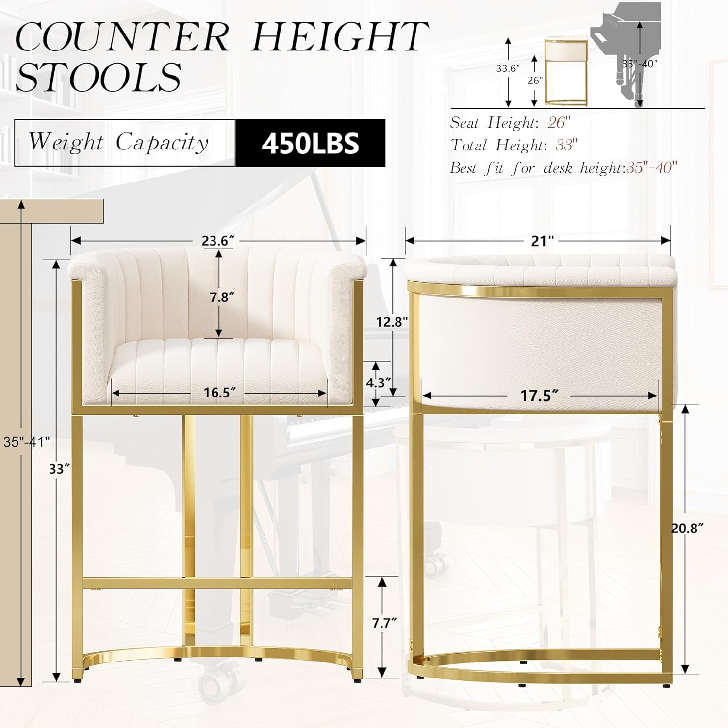 26in Upholstered Counter Heigh - Commercial Kitchen Island ulasan dan harga