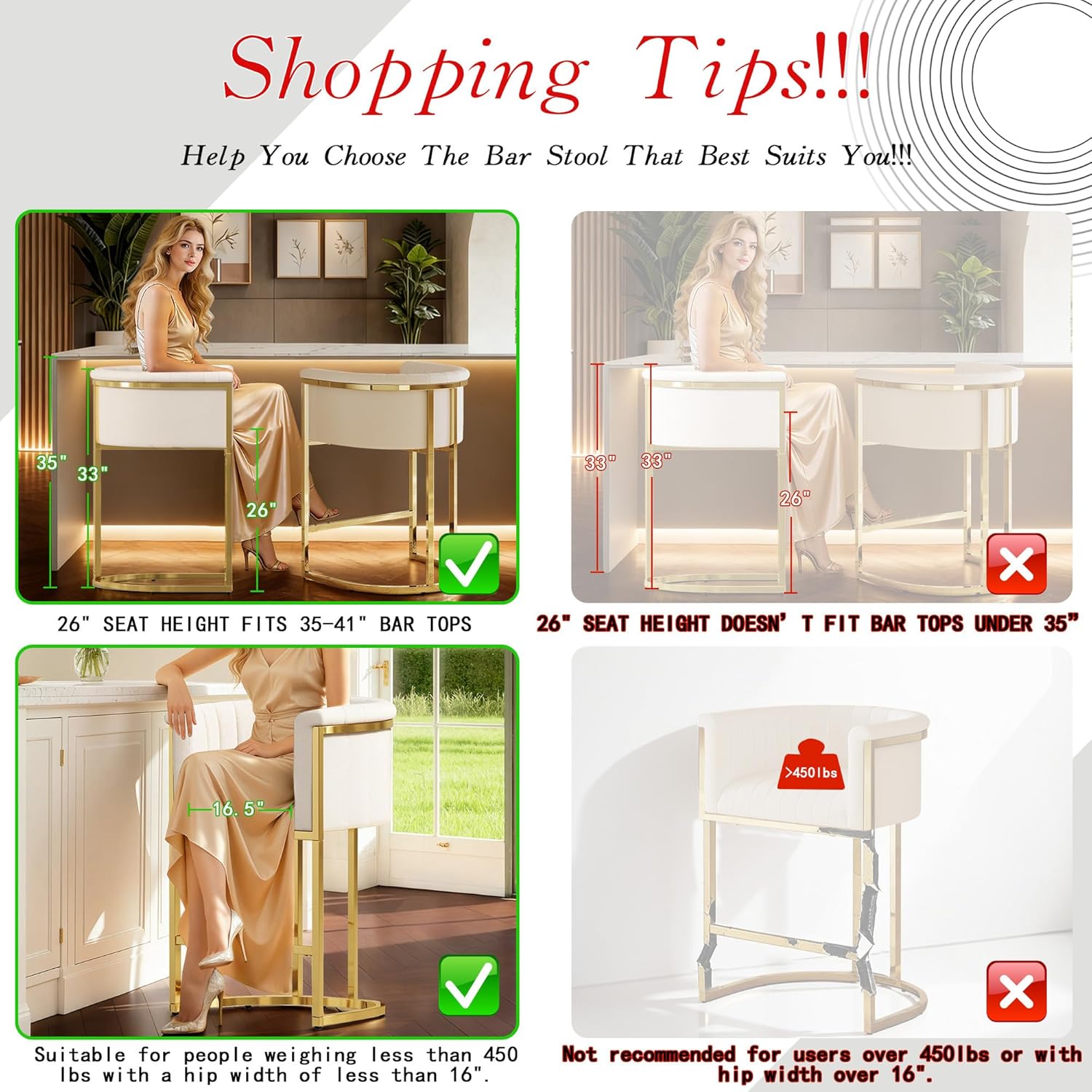 26in Upholstered Counter Heigh - Commercial Kitchen Island ulasan dan harga
