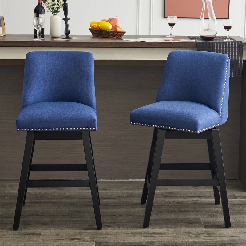 Dark Blue Upholstered Bar Stoo - Commercial Kitchen Island ulasan dan harga