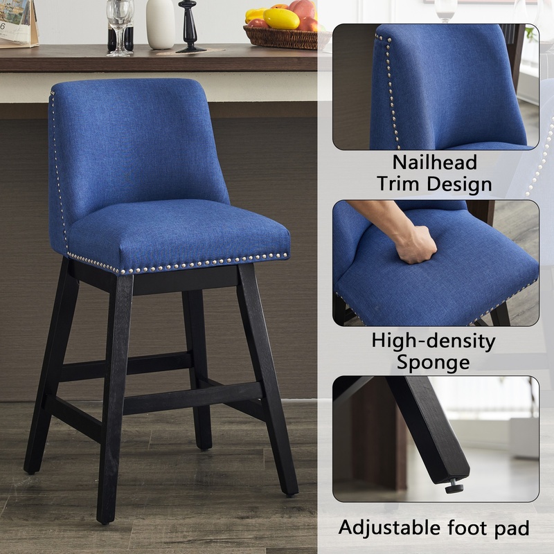 Dark Blue Upholstered Bar Stoo - Commercial Kitchen Island ulasan dan harga