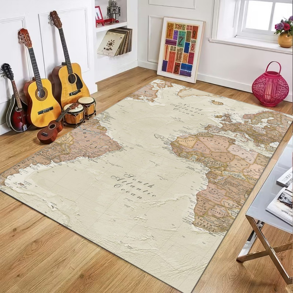 World Map Printed Carpet Child - Commercial Kitchen Mats ulasan dan harga