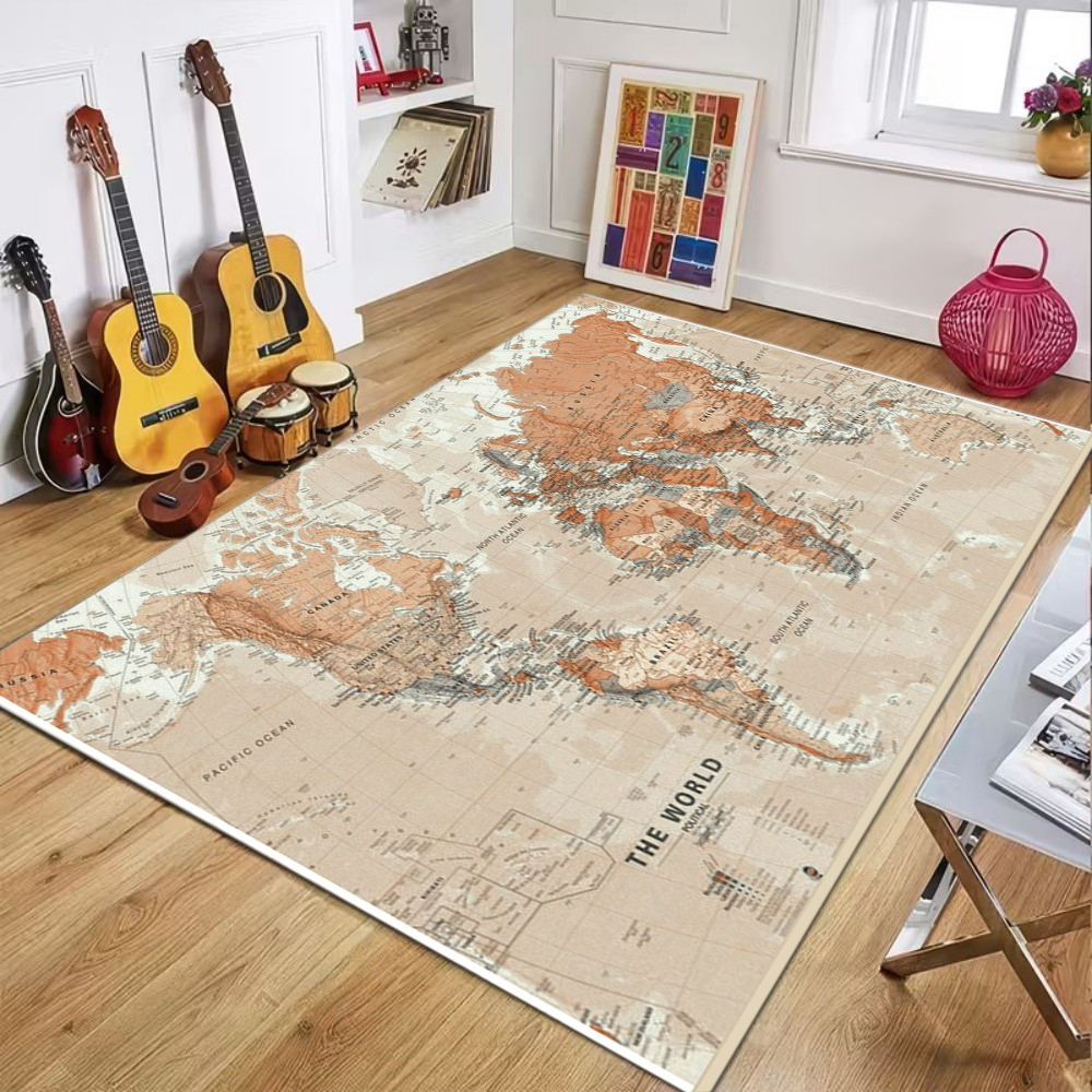 World Map Printed Carpet Child - Commercial Kitchen Mats ulasan dan harga