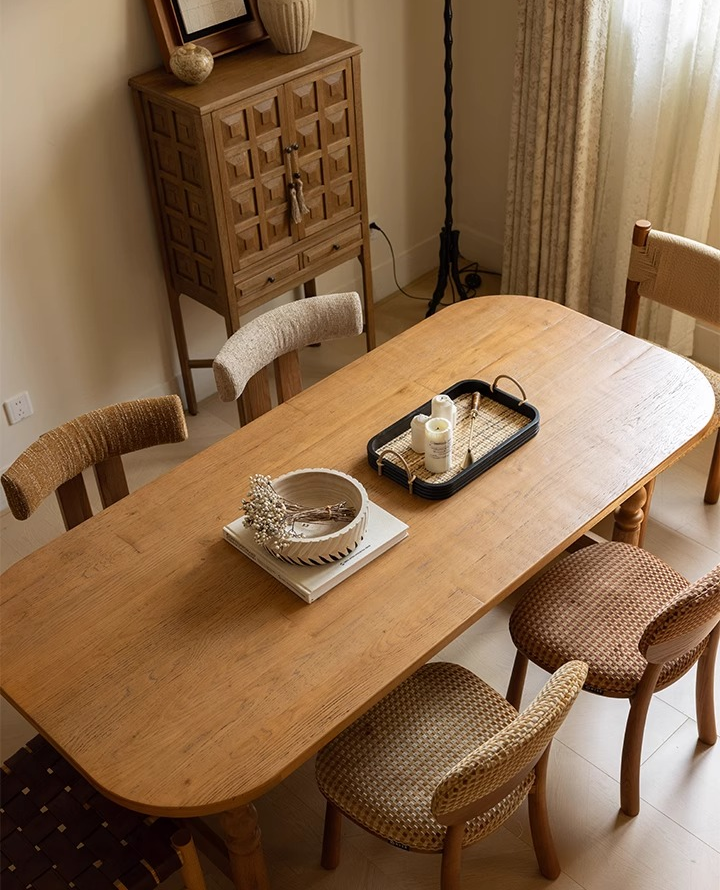 Nordic Vintage Oak Dining Tabl - Commercial Kitchen Set ulasan dan harga