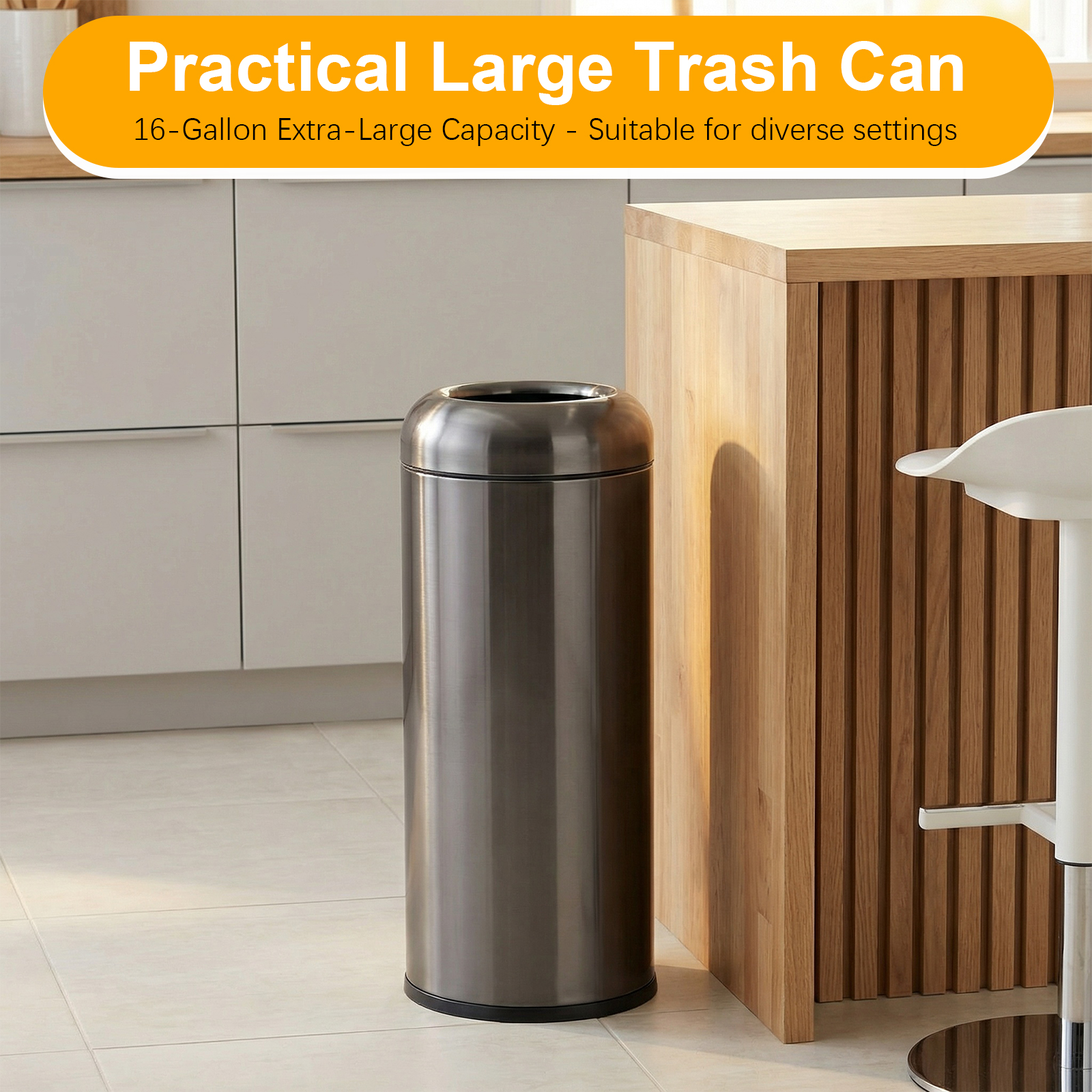 16 Gallon Open Top Tall Trash  - Commercial Kitchen Garbage Can ulasan dan harga