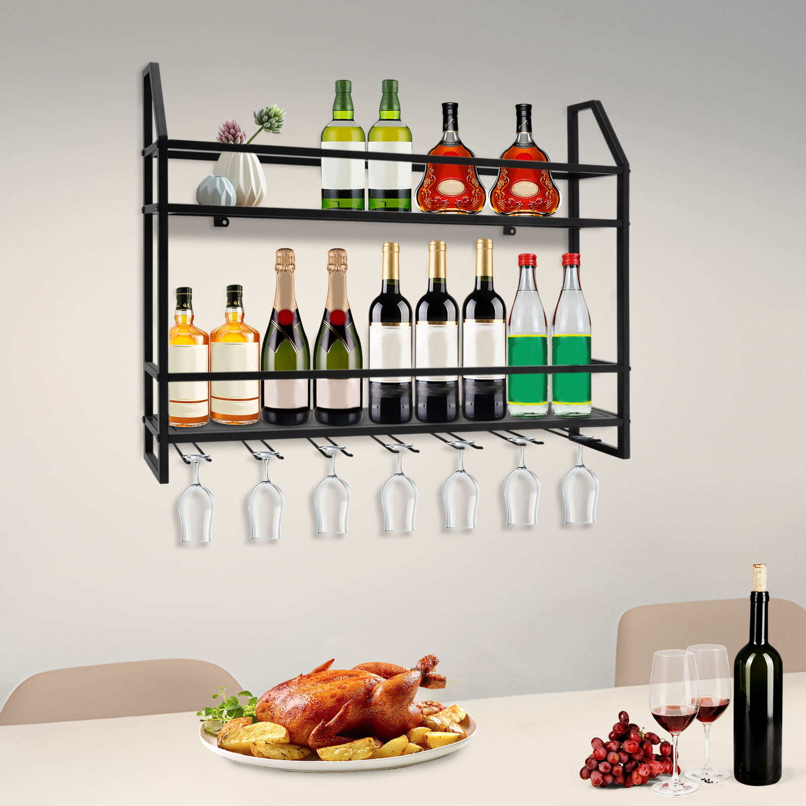 Double-layer Wine Rack Wall-Mo - Commercial Kitchen Rack ulasan dan harga