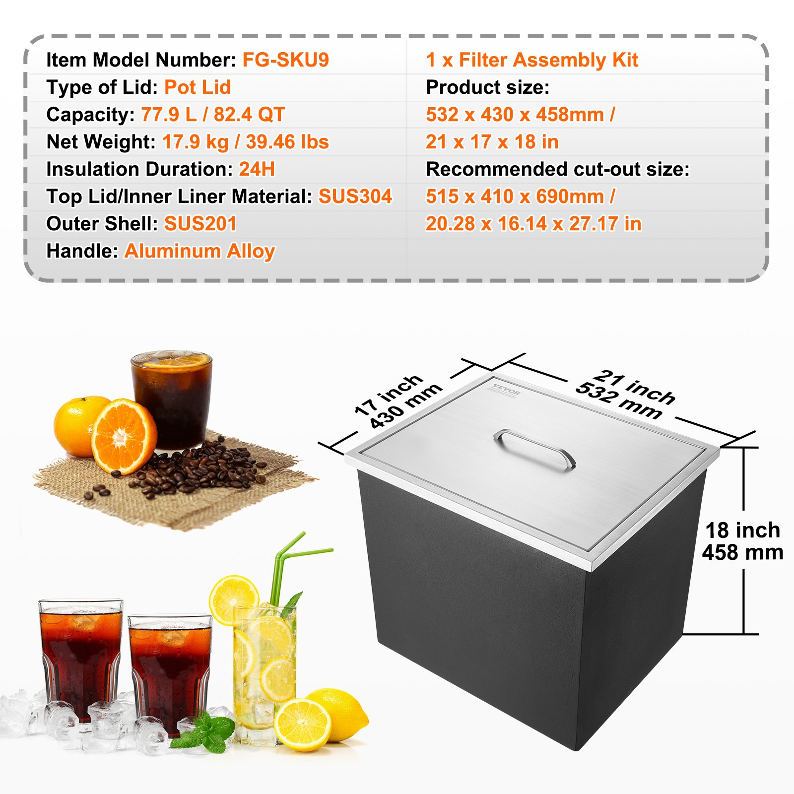 Drop In Ice Chest, Stainless S - Commercial Kitchen Bin ulasan dan harga