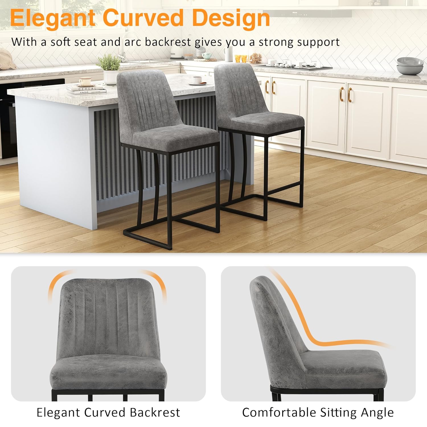 24.8 inch Bar Stools Set of 4, - Commercial Kitchen Island ulasan dan harga