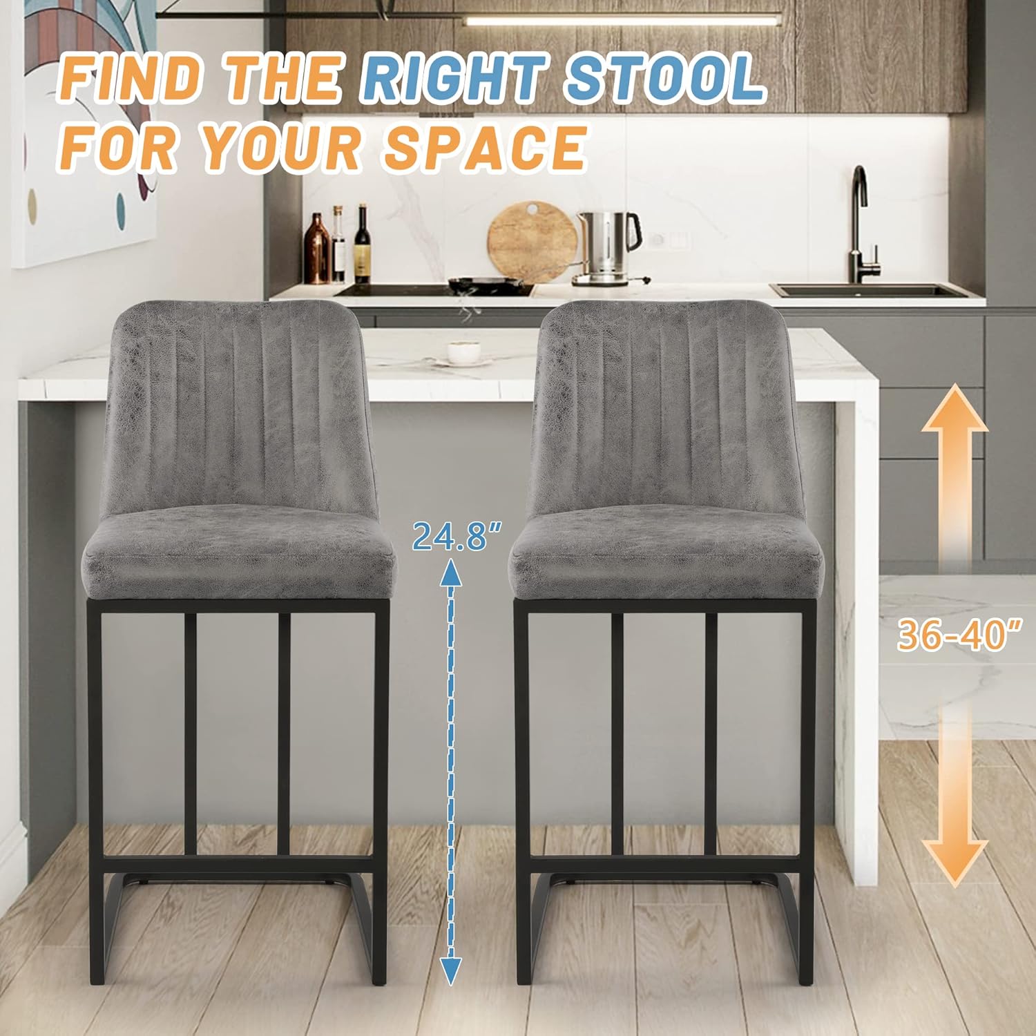 24.8 inch Bar Stools Set of 4, - Commercial Kitchen Island ulasan dan harga