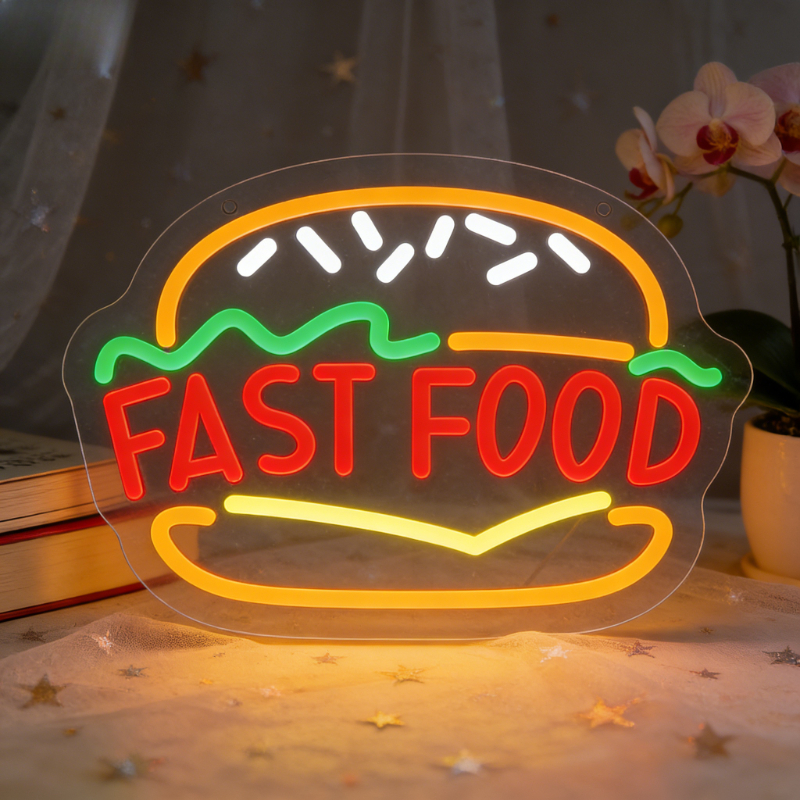 Fast Food Burger Neon Sign Art - Commercial Kitchen Windows ulasan dan harga