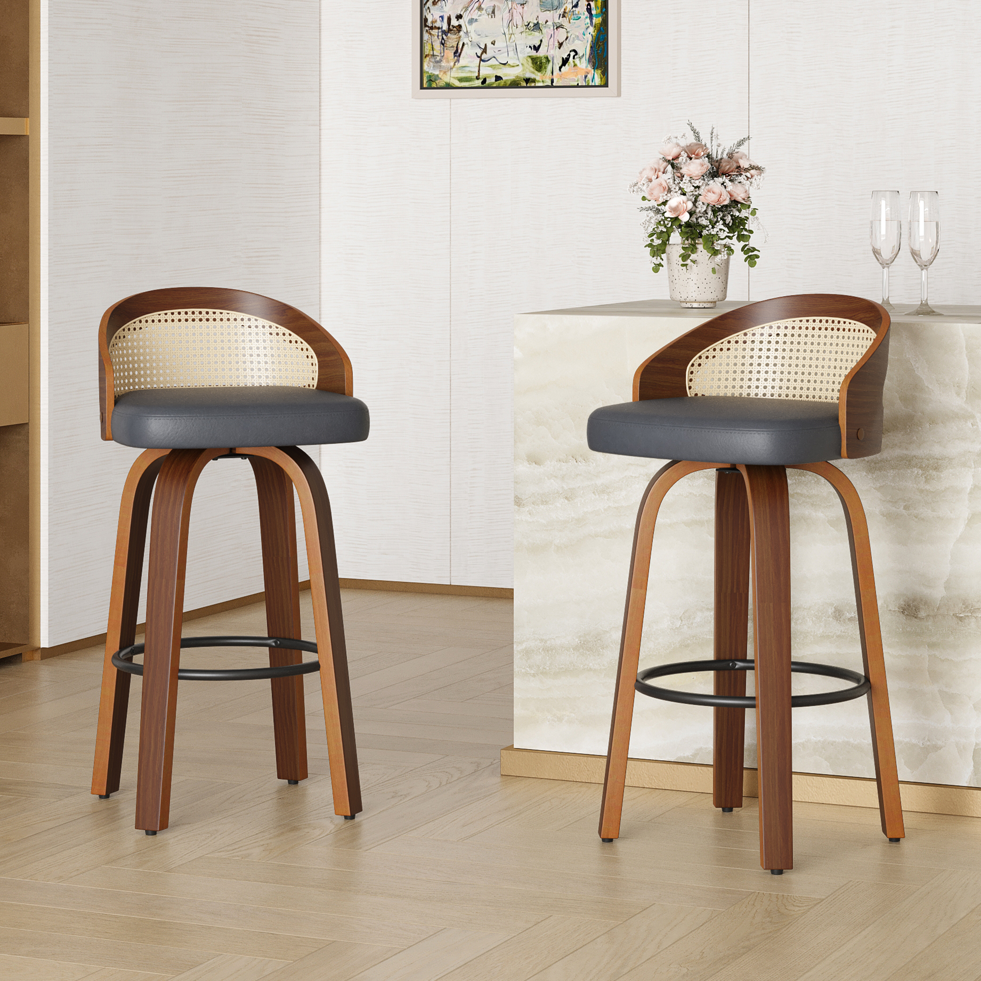Set of 2 Swivel Bar Stools, Mo - Commercial Kitchen Counter ulasan dan harga
