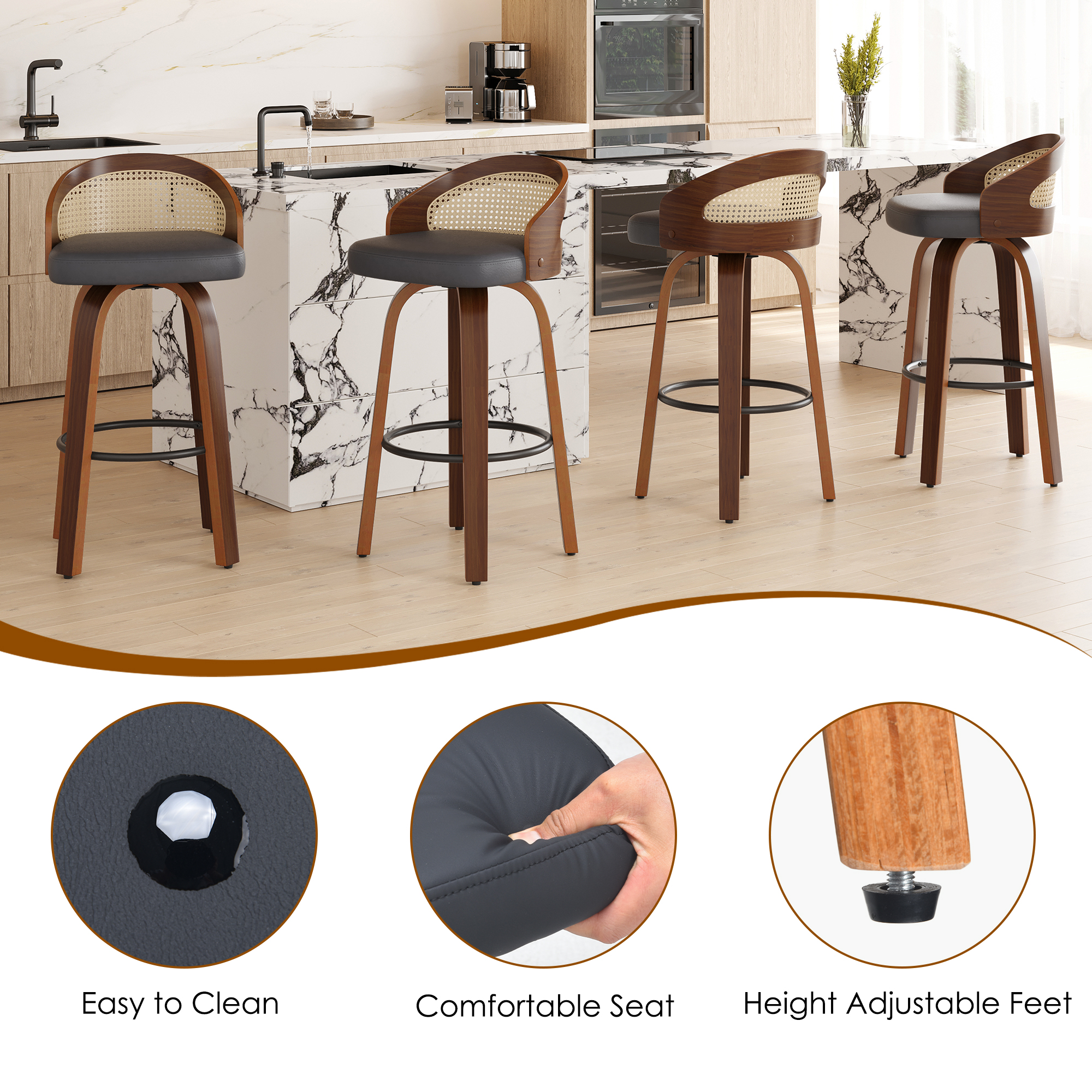 Set of 2 Swivel Bar Stools, Mo - Commercial Kitchen Counter ulasan dan harga