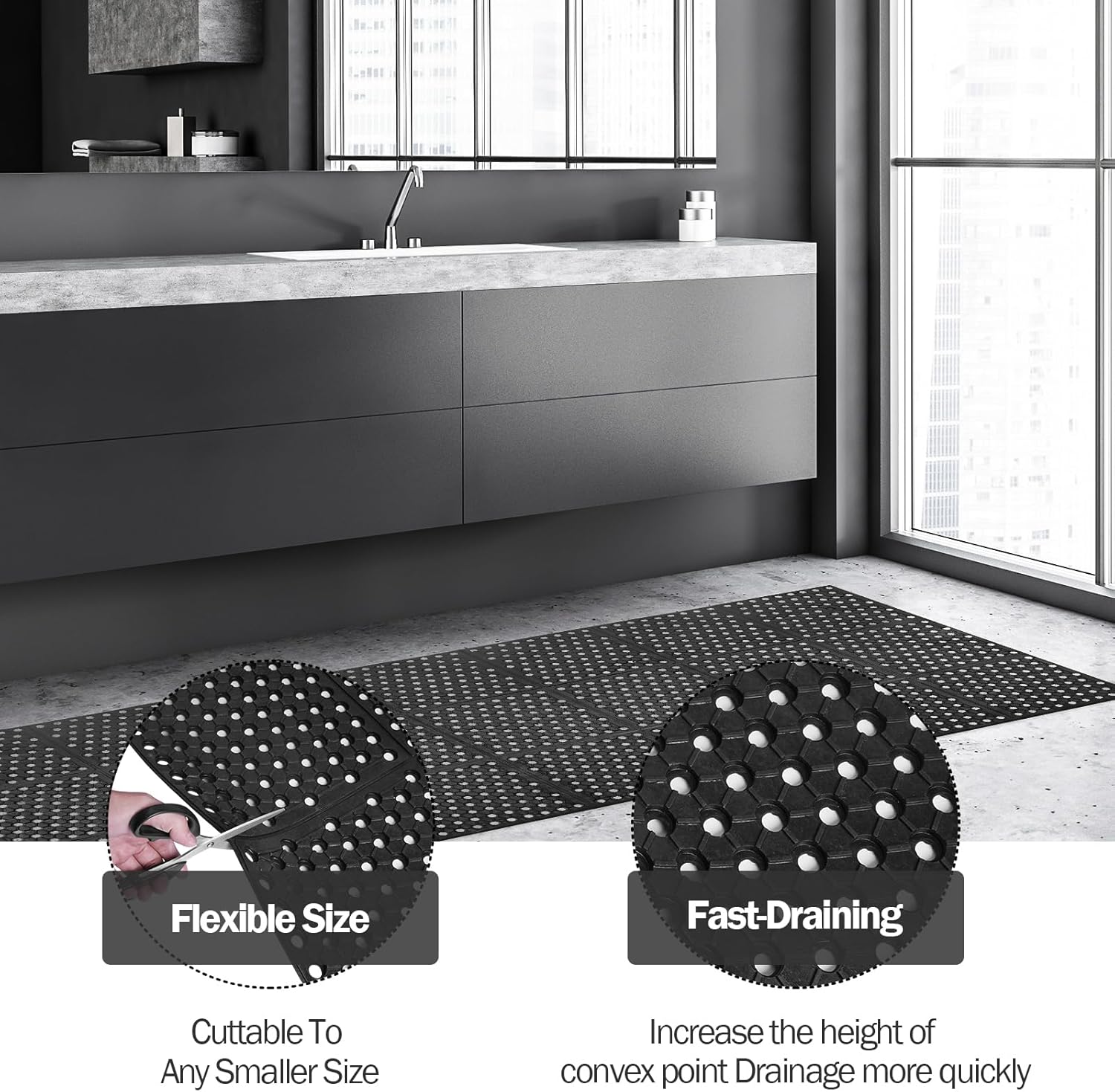 Anti-Fatigue Drainage Rubber M - Commercial Kitchen Mats ulasan dan harga