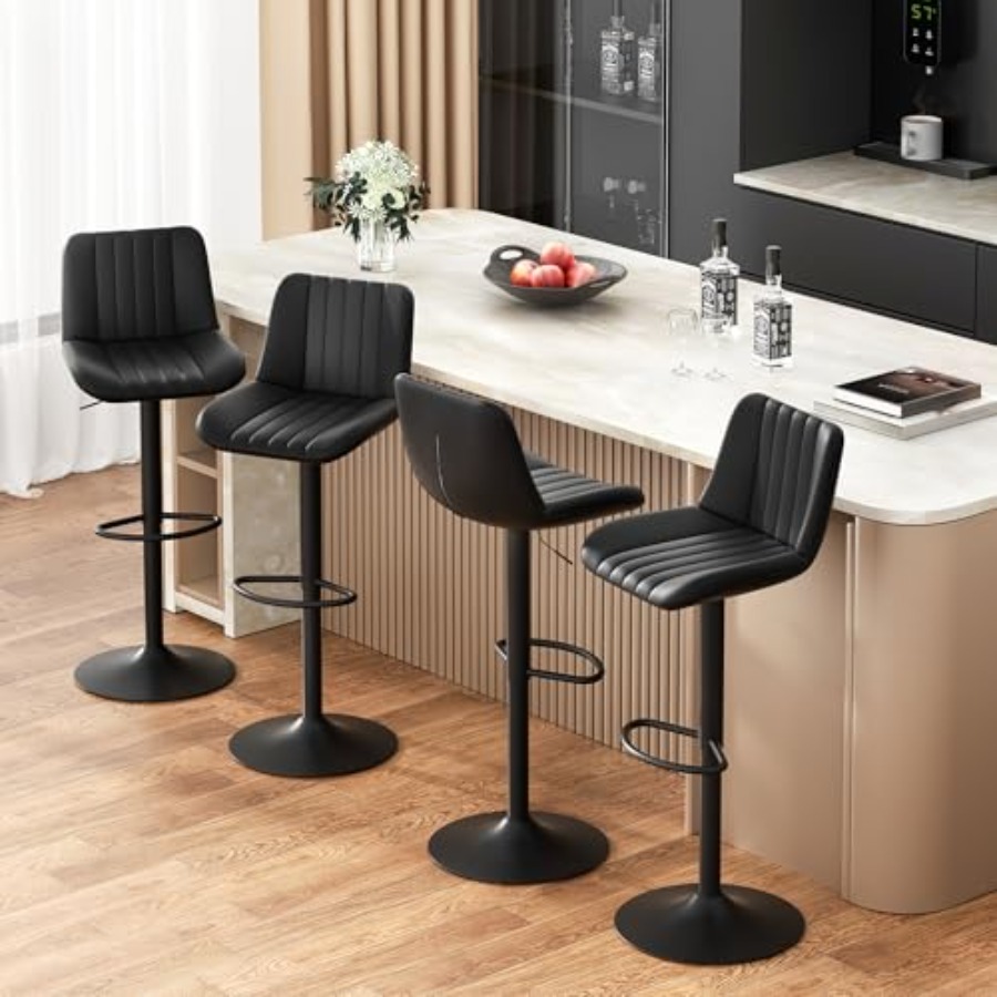 Modern Leather Bar Stools Swiv - Commercial Kitchen Island ulasan dan harga