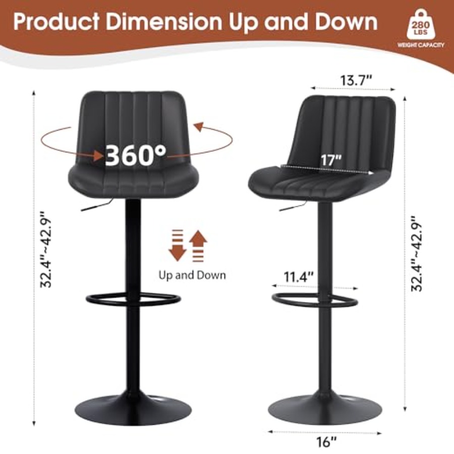 Modern Leather Bar Stools Swiv - Commercial Kitchen Island ulasan dan harga