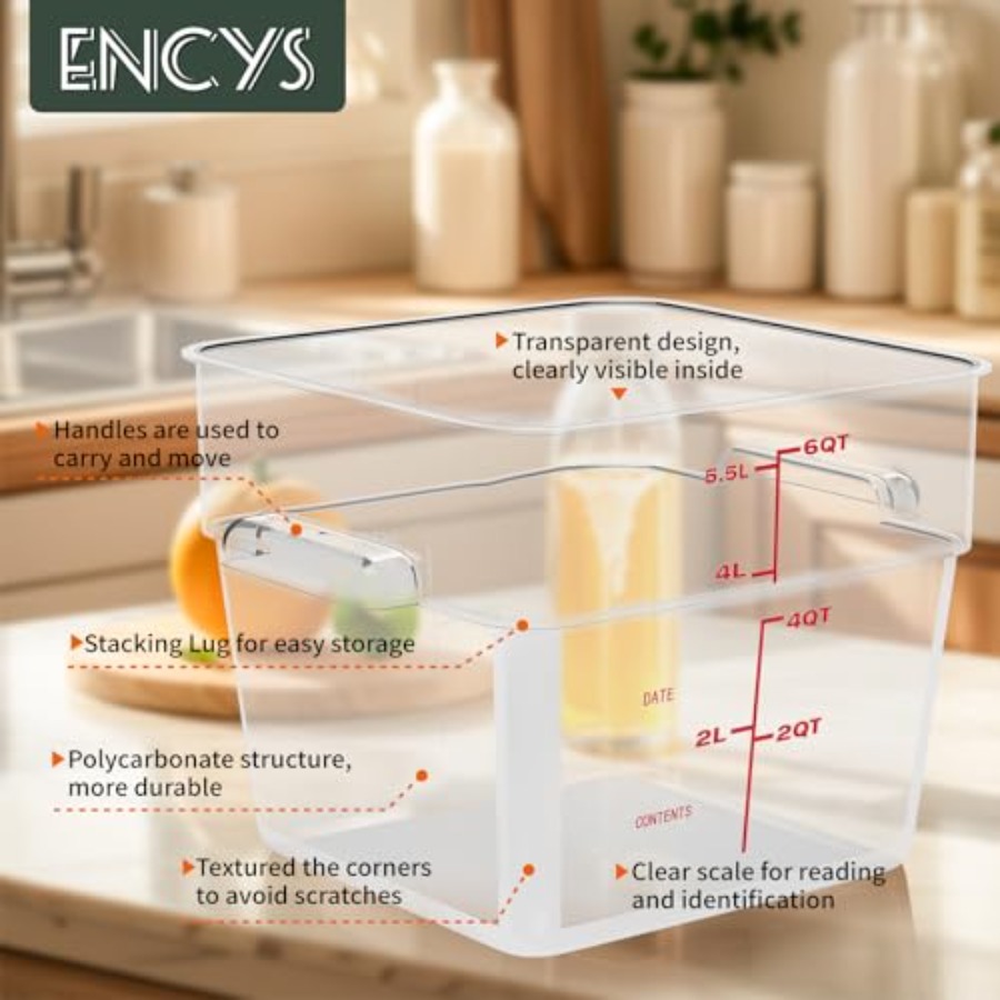 6 Quart Set of 4 Food Storage  - Commercial Kitchen Quart Containers ulasan dan harga