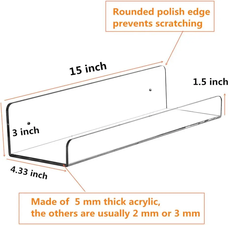 Clear Acrylic Floating Shelves - Commercial Kitchen Rack ulasan dan harga