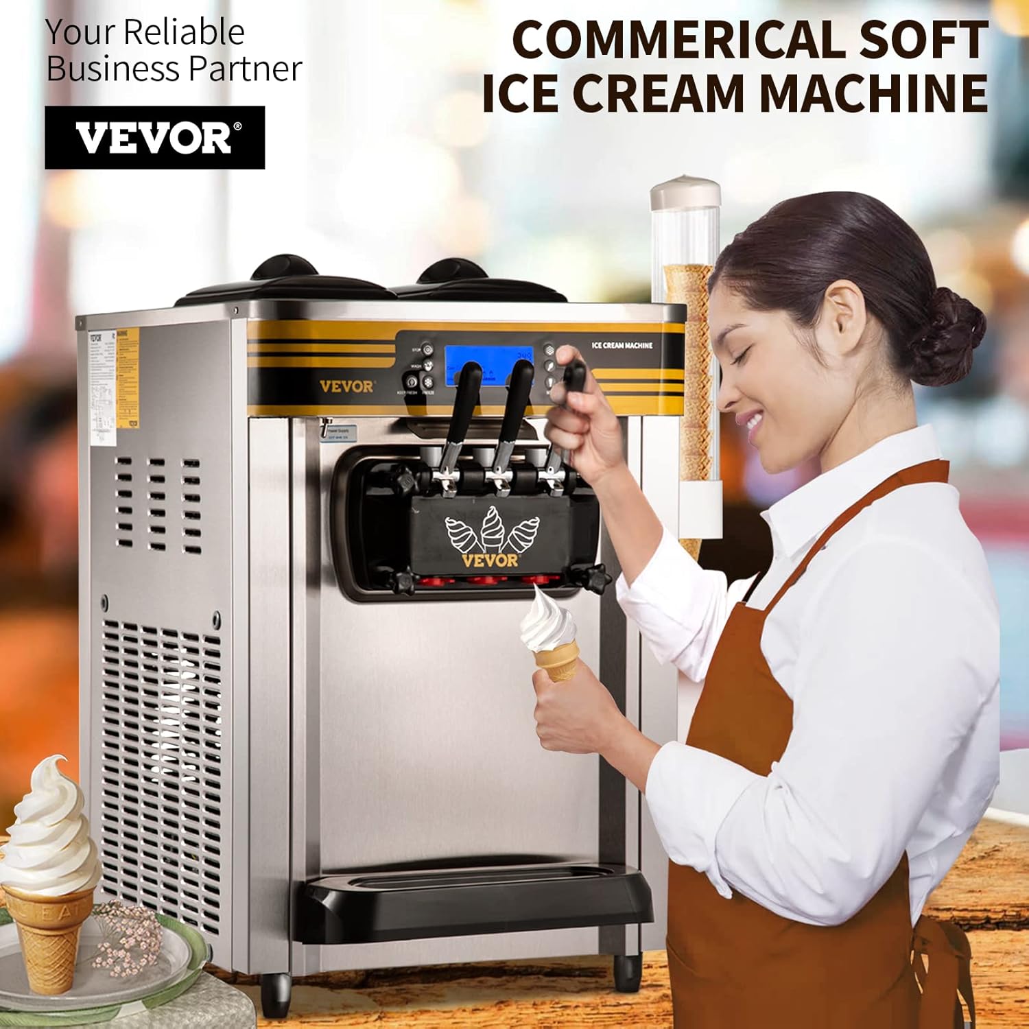 Commercial Ice Cream Maker, 22 - Soft Serve Ice Cream Machine ulasan dan harga