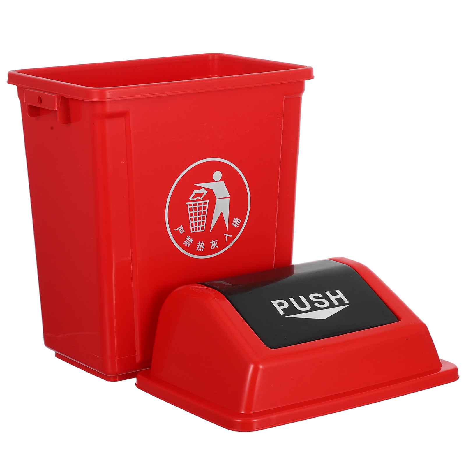 Swing Top Trash Can Red Plasti - Commercial Kitchen Garbage Can ulasan dan harga