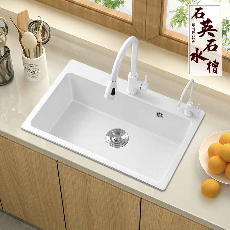 Quartz Stone White Sink Large  - Commercial Kitchen Dishwasher ulasan dan harga
