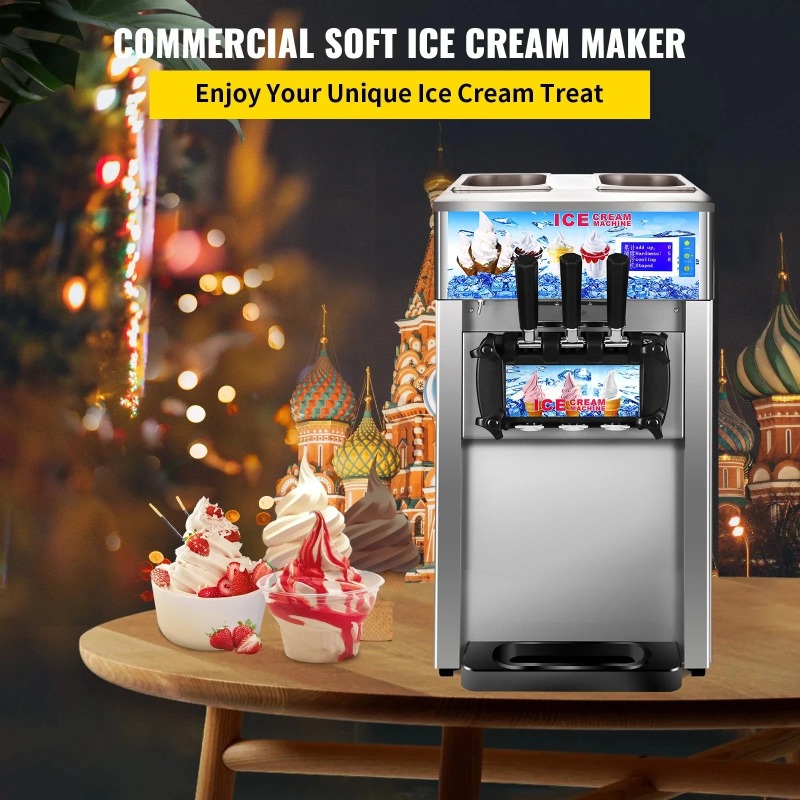 SIHAO 3-Flavor Commercial Soft - Soft Serve Ice Cream Machine ulasan dan harga