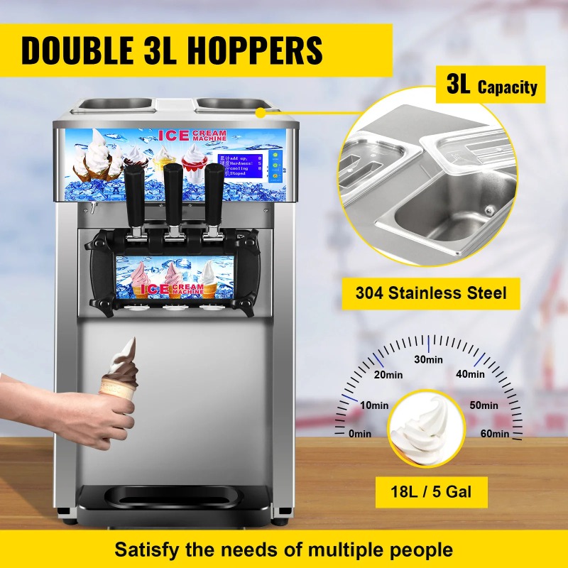 SIHAO 3-Flavor Commercial Soft - Soft Serve Ice Cream Machine ulasan dan harga