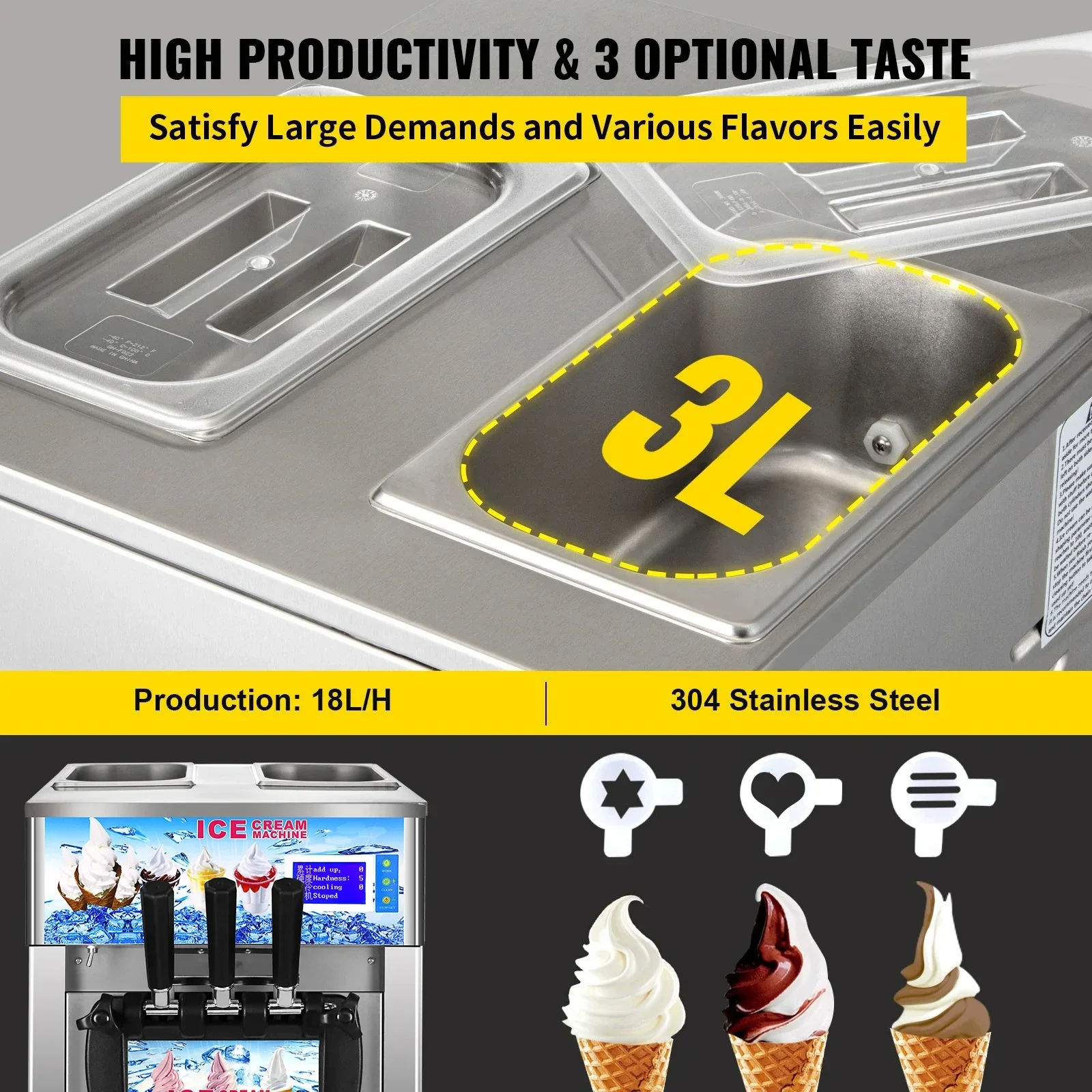 SIHAO 3-Flavor Commercial Soft - Soft Serve Ice Cream Machine ulasan dan harga